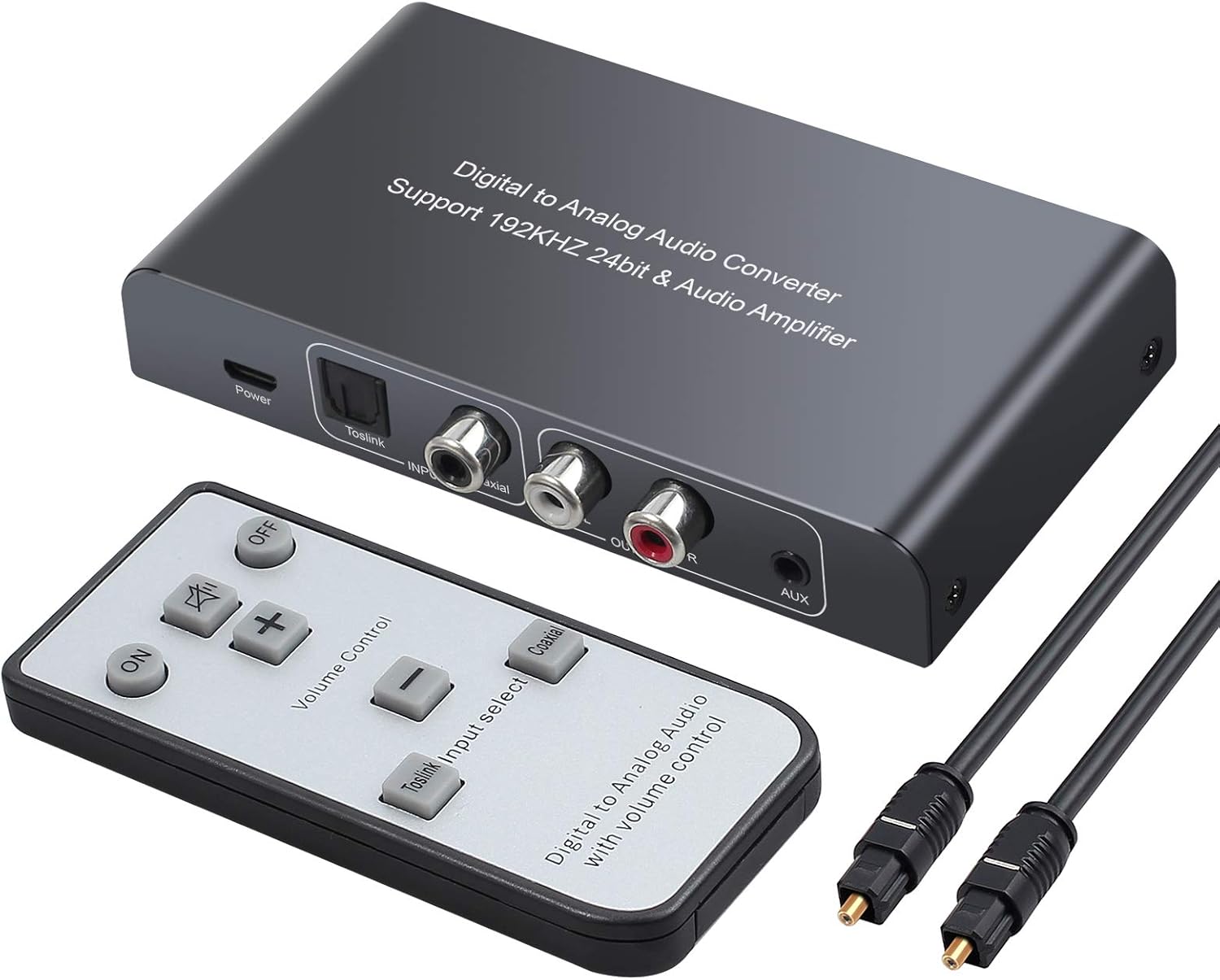 CAMWAY Digital to Analog Audio Converter with Wireless IR Remote Control Aluminum