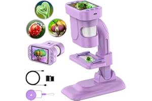 JPVERLY Microscope for Kids - 300x Zoom Digital Microscope with 2.8 Inch Screen, Mini Kids Microscope Camera STEM Science Kits, Educational Birthday Gifts for Girls Boys Age 5-12