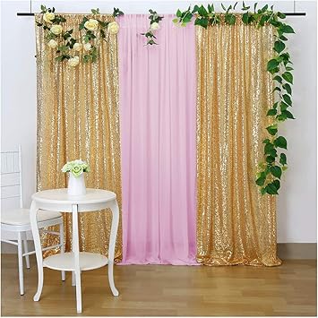 Amazon Com Sequin Backdrop 8 8ftx8ft Gold Sequin Curtain