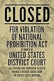 NPA National Prohibition Act Closed For Violation Sign Poster 12x18