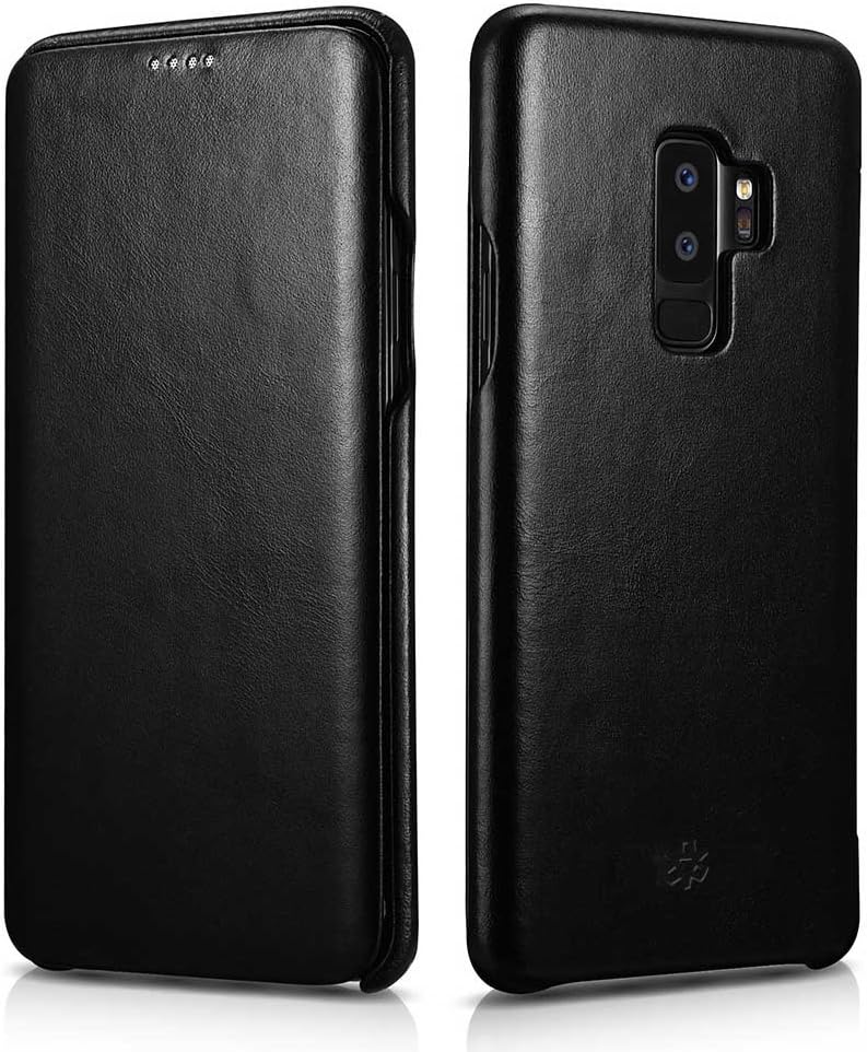 NOVADA Leather Samsung Galaxy S9+ Plus Case Genuine Leather Flip Cover - Vintage Black