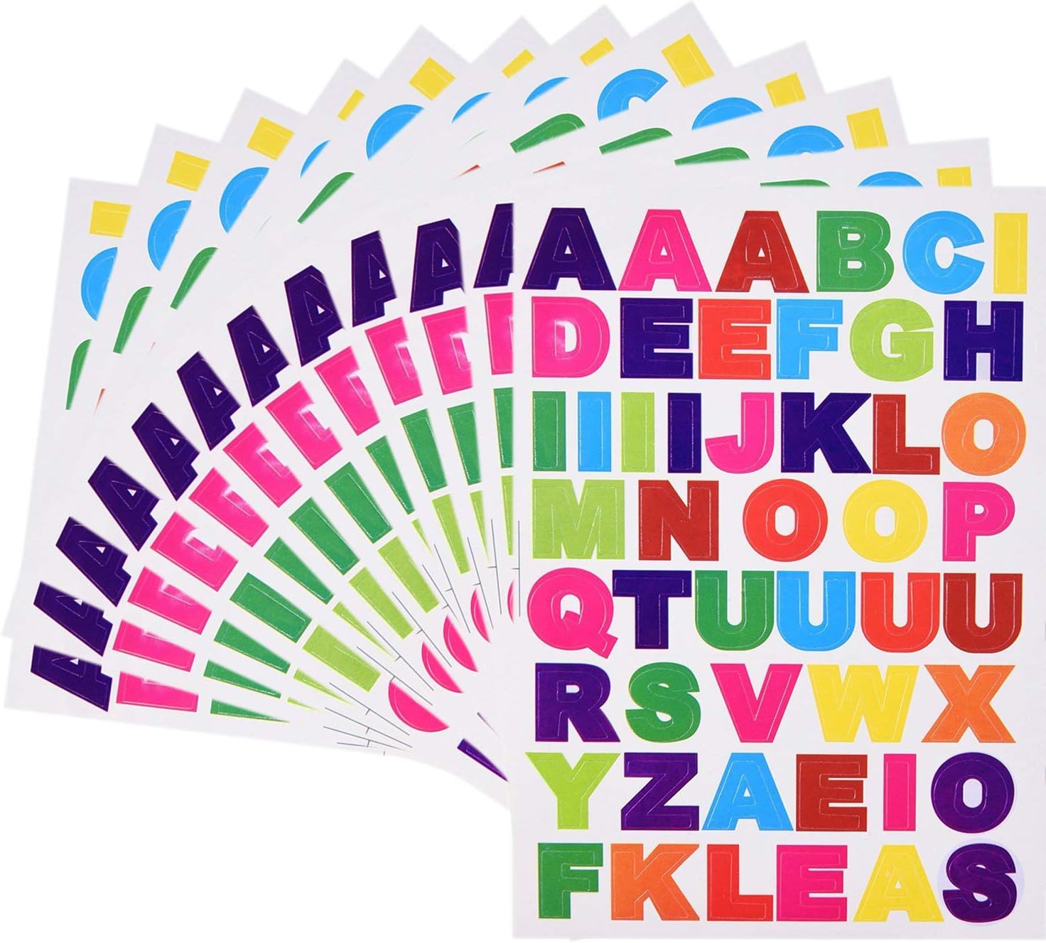 Kenkio 40 Sheets Letter Stickers Colorful Alphabet Stickers Cardstock Stickers, A to Z
