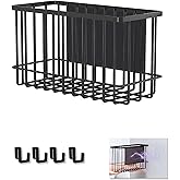 Winbell Magnetic Basket Kitchen Refrigerator Organizer Foil and Plastic Wrap Organizer for Fridge Heavy Duty Metal Storage (10.25" L x 3.2" W x 6" H, Black)