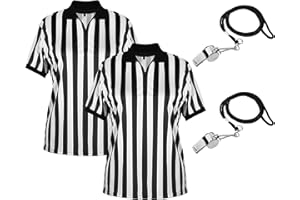 Chicingyou 6 Pcs Referee Shirt Referee Costume Men Women Ref Umpire Jersey Penalty Flag and Whistle Set for Soccer Football