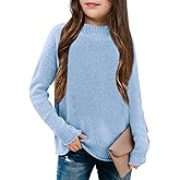 thefabland Girl's Long Sleeve Sweater Mock Neck Fall Soft Knit Pullover Jumper Tops