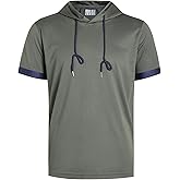 dolessismore Men's Short Sleeve Hoodies Workout Gym Quick Dry Hooded T-Shirts With Drawstring Running Sweatshirts