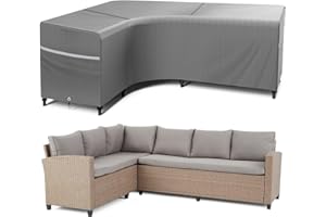 Rosefray Outdoor L-Shaped Sectional Cover-600D Patio Sectional Sofa Cover, Waterproof Furniture Covers for Deck, Lawn,Backyard 85”x105”Left Facing Gray