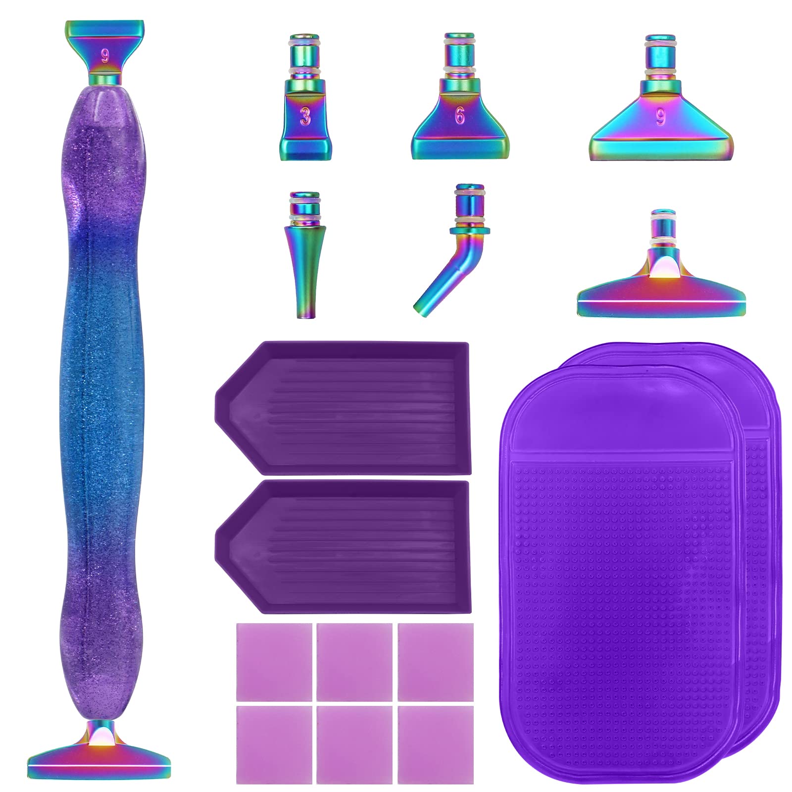 17 Pcs Diamond Painting Pens Kits, SPOKKI Diamond Painting 5D Accessories, Diamond Art Pens for DIY Crafts Painting Cross-Stitch Nail Art (Purple)