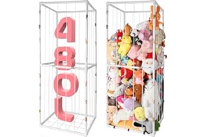 FUILEE Extra Large Stuffed Animal Storage for Corner Organizer,Premium PVC Material with Elastic Cord Hold Up to 200 Plush Toys,Stuffed Zoo Animal Holder for Playroom-Birthday Gift for Nursery