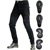Motorcycle Pants &amp; Jeans CE Level 2 Armor for Men &amp; Women | EU EN1621-1 Detachable Pads, Durable Stretch Denim, All-season for MTB, ATV, Motocross,BMX,Dirt Bike,Road Racing