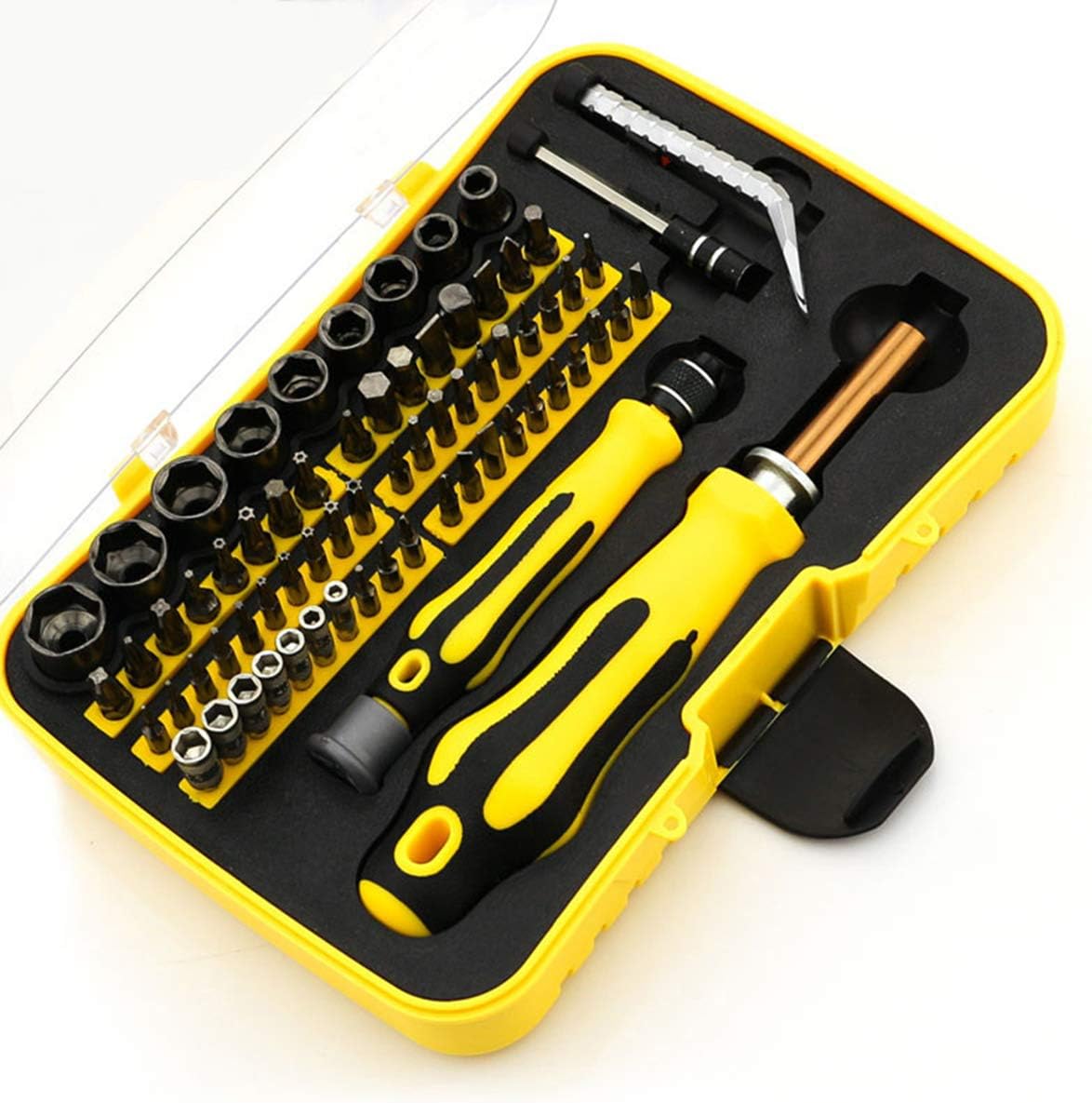 Joyeee 70-teiliges Mini Haushalts-Werkzeugkoffer Werkzeug-Set Handwerkzeug-Set Präzisions-Kit Schraubendreher Kit mit der Plastik-Aufbewahrungsbox - ideal für den Hausgebrauch und die Autoreparatur