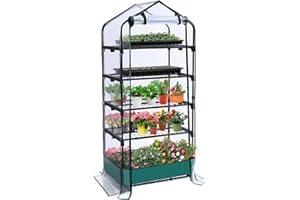 5 Tier Mini Greenhouse for Indoor Outdoor, Portable Green House with Durable PVC Cover and Shelves for Seedling, Heavy Duty G