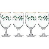 Lenox Holiday Christmas Glass Tumblers, Set of 4 | dishwasher safe | iced beverage glassware, drinking glasses | 14oz, gift for women, glass cups gift set