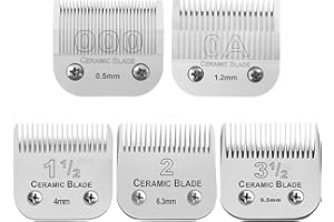 HONGNAL 5 Pcs Professional Detachable Replacement Ceramic Blades set,compatible with Andis AGC,BDC,BGC,MBG Series,oster Classic 76/Star-Teq/Power-Teq Clippers