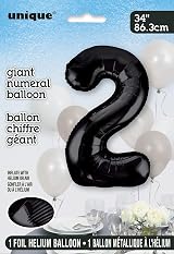 Unique Black Number 2 Shaped Large Foil Balloon 86cm (1 Piece) view 2