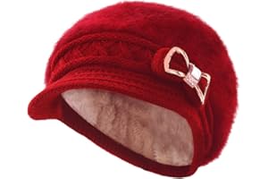 Surblue Lady Knit Newsboy Cap Beret Hats s Crystal Bow Angora Plush Winter Beanie Crochet