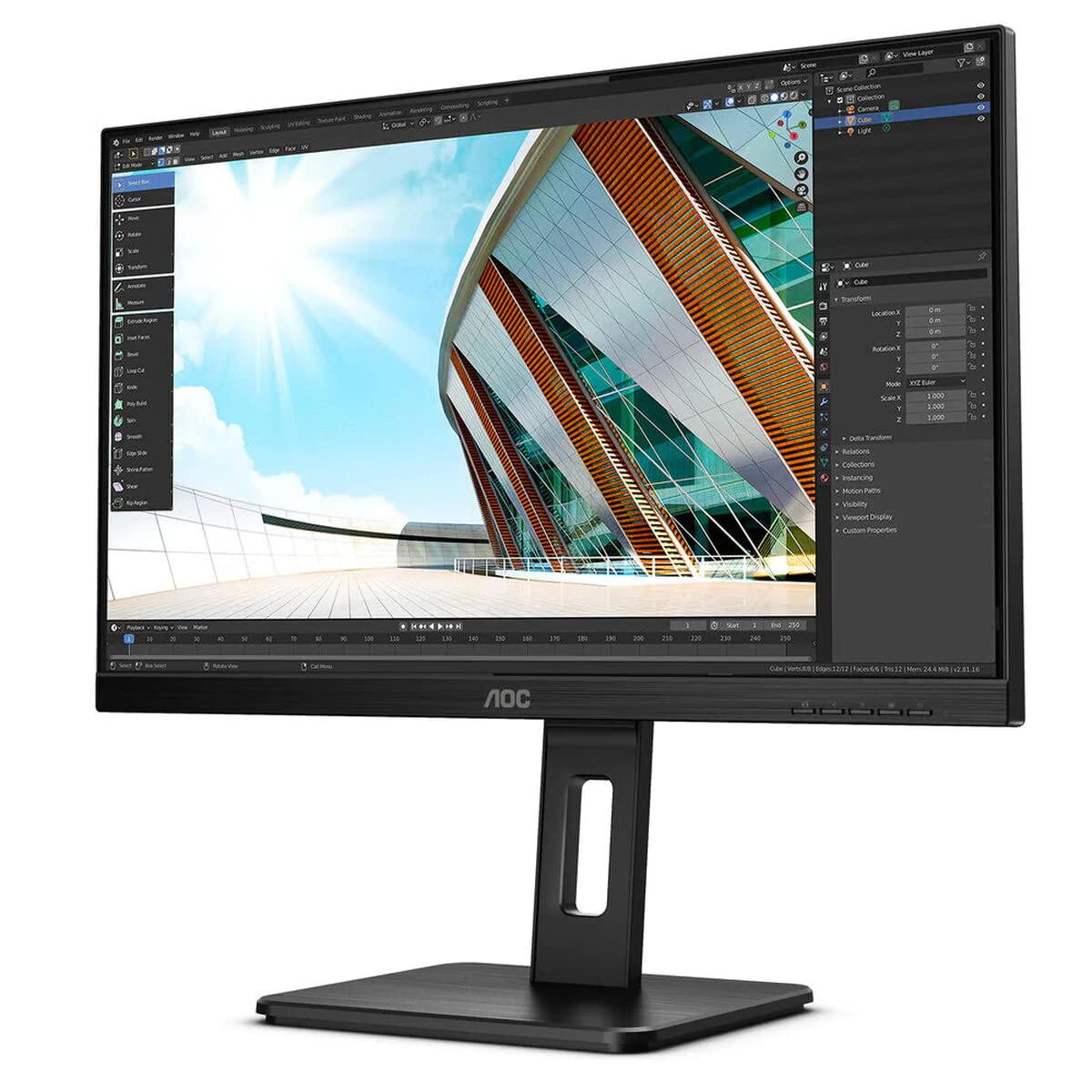 AOC 24P2C - 24 Inch FHD Monitor, 75Hz, 4ms, IPS USB-C Dock, Height Adjust, USB Hub, Speakers (1920x1080 @ 75Hz, 250cd/m², HDMI//DP/USB-C/ USB 3.2)
