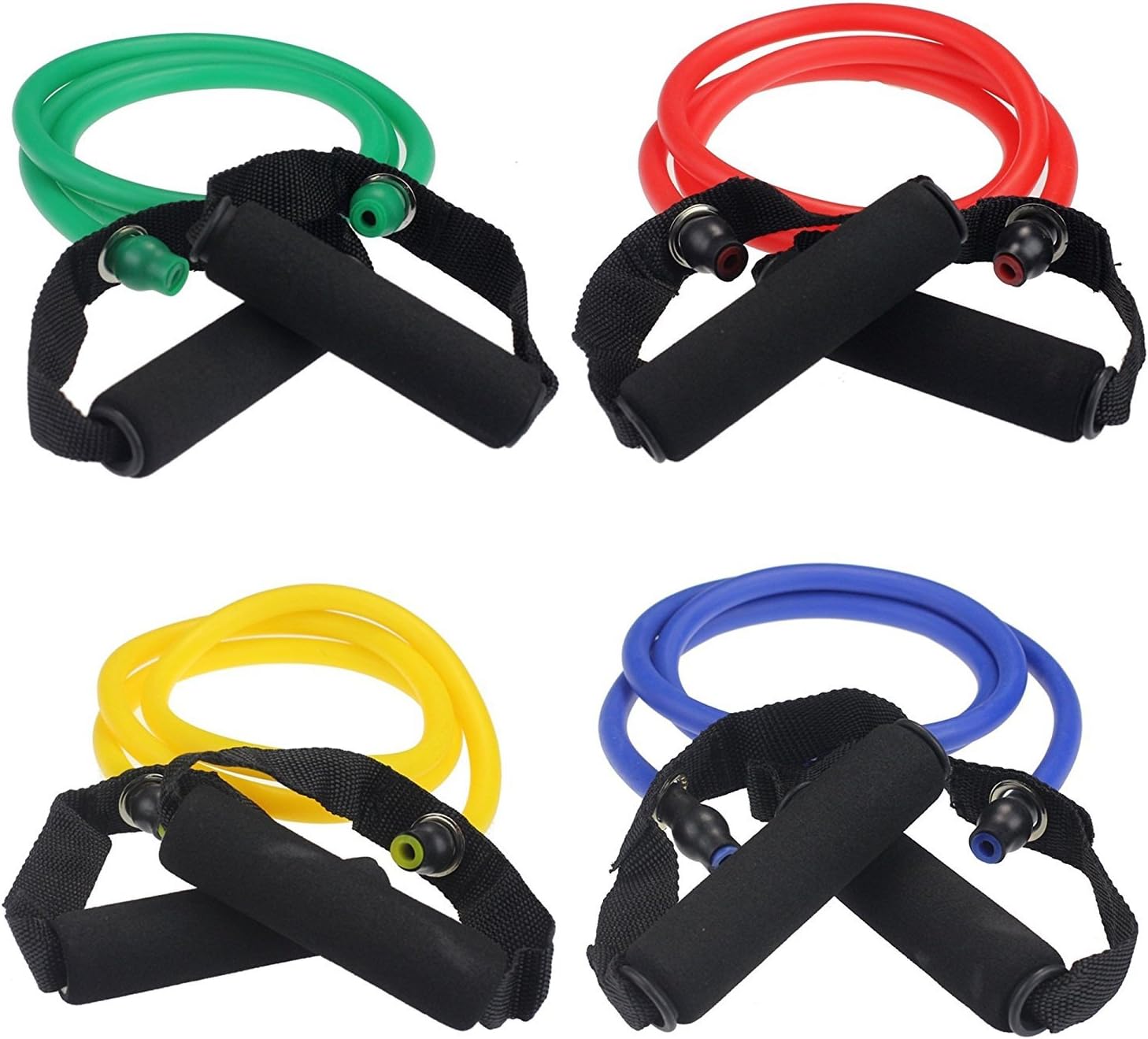 Rubber Resistance Band Tube Cord Fitness Home Gym Exercise Training with Handles (YELLOW) - Image 5