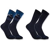 Carhartt Men's SC9592M Midweight Synthetic-Wool Blend Mountain Crew Sock 2-Pack