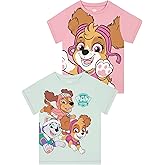Paw Patrol Shirt 2 Pack, Girls Tops for Summer, Pack of 2 Girls Tshirt, Cotton Kids T Shirt