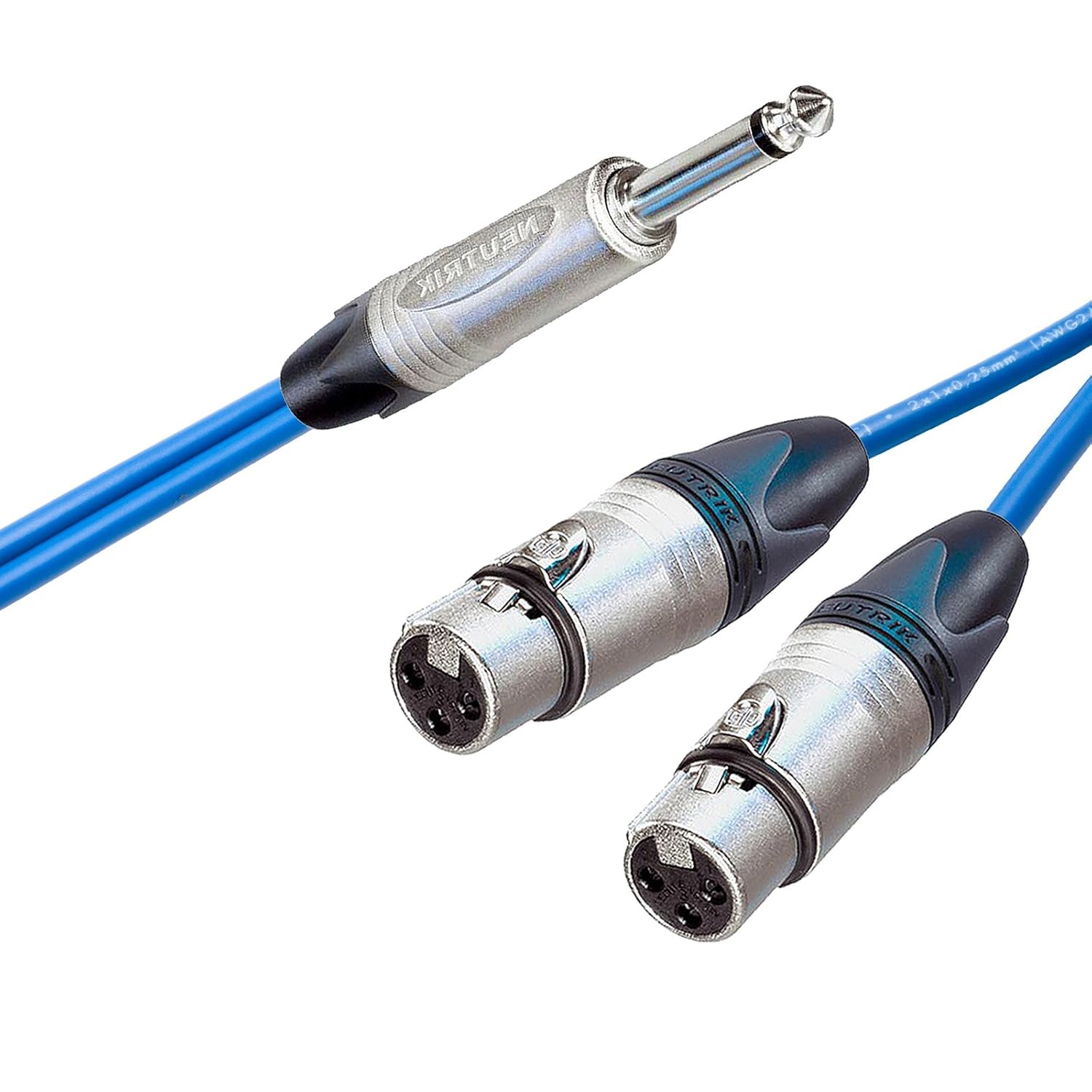 Neutrik Mono Jack Split To 2 Dual Female XLR Cable Splitter Summing Lead 1m 20m Blue Best
