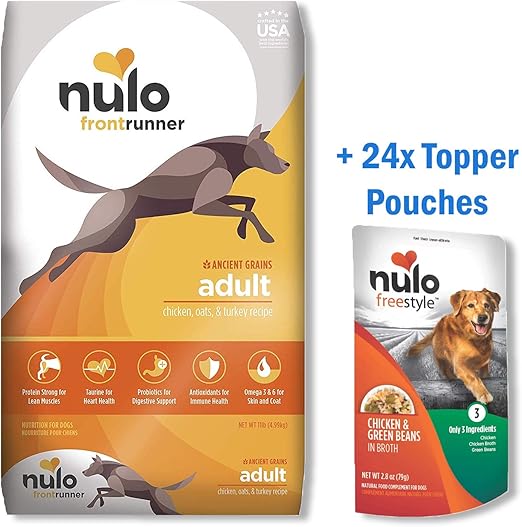Nulo Frontrunner Dry Dog Food + Topper Pouches Bundle