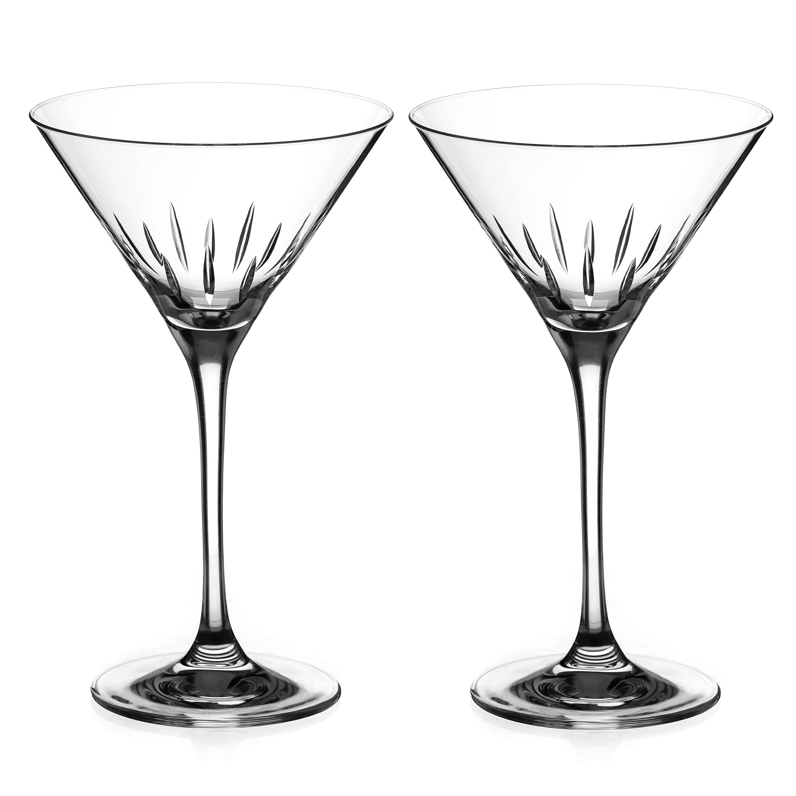 DIAMANTE Premium Hand Cut Martini, Prosecco Cocktail Glasses Crystal - 'Linea' Collection - Gift Box Set of 2