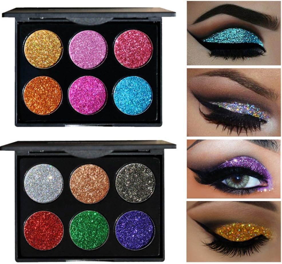 Gragas Glitter Eye Shadow Palette Shiny Eyeshadow Palette Makeup To Faced Cosmetics(2Pcs/12Colour)