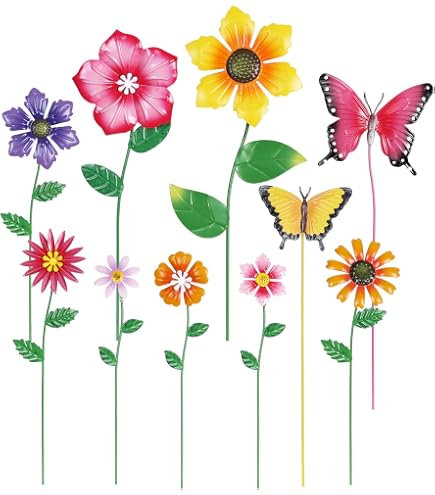 Lot De 10 Piquets De Jardin Marguerites - Décoration Fleurs Printemps Extérieur