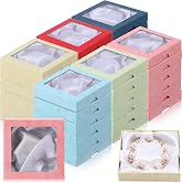 Yeaqee 72 Pcs Jewelry Gift Boxes Bulk, 3.5 in Square Cardboard | with Clear Lid and Insert, Transparent Display Window Top, Bracelet Necklace Ring Earring Storage Bulk
