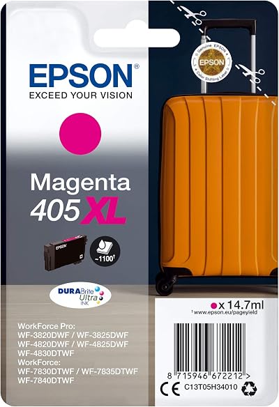 Epson 405XL DURABrite Ultra Magenta Ink Cartridge C13T05H34020 Black