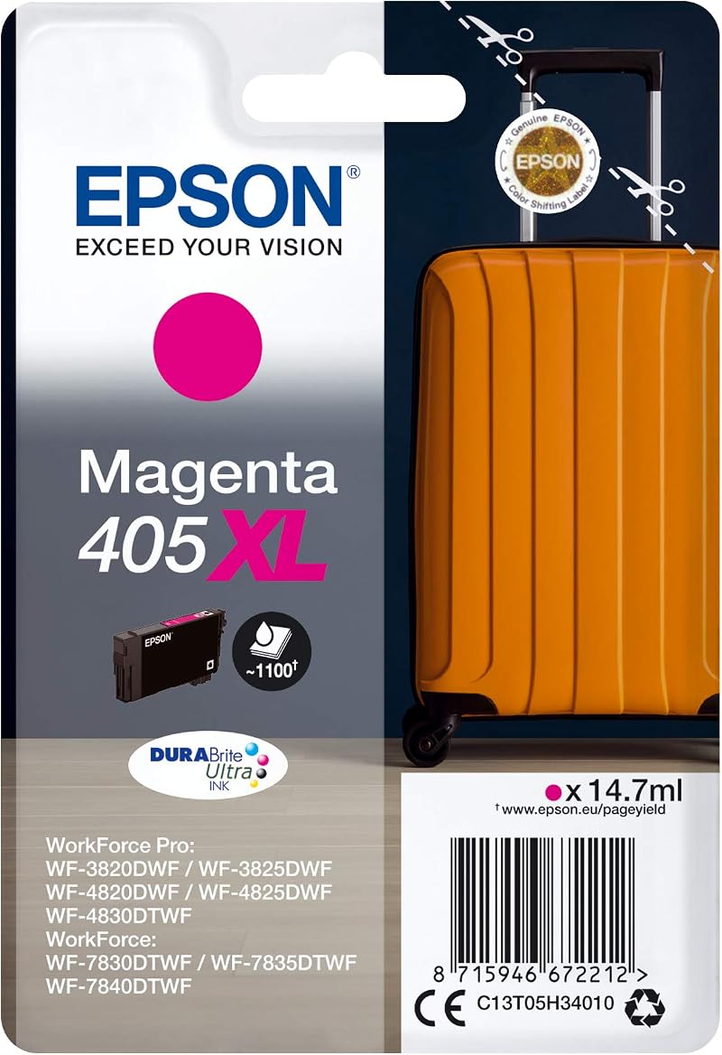 Epson 405XL DURABrite Ultra Magenta Ink Cartridge C13T05H34020 Black