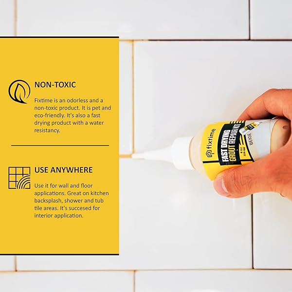 GROUT FILLER REPAIR KIT – CREAM BEIGE PREMIXED CRACK FILLER FOR FLOOR TILES – FAST DRYING GROUT SEALER WITH SPATULA – 8 OZ