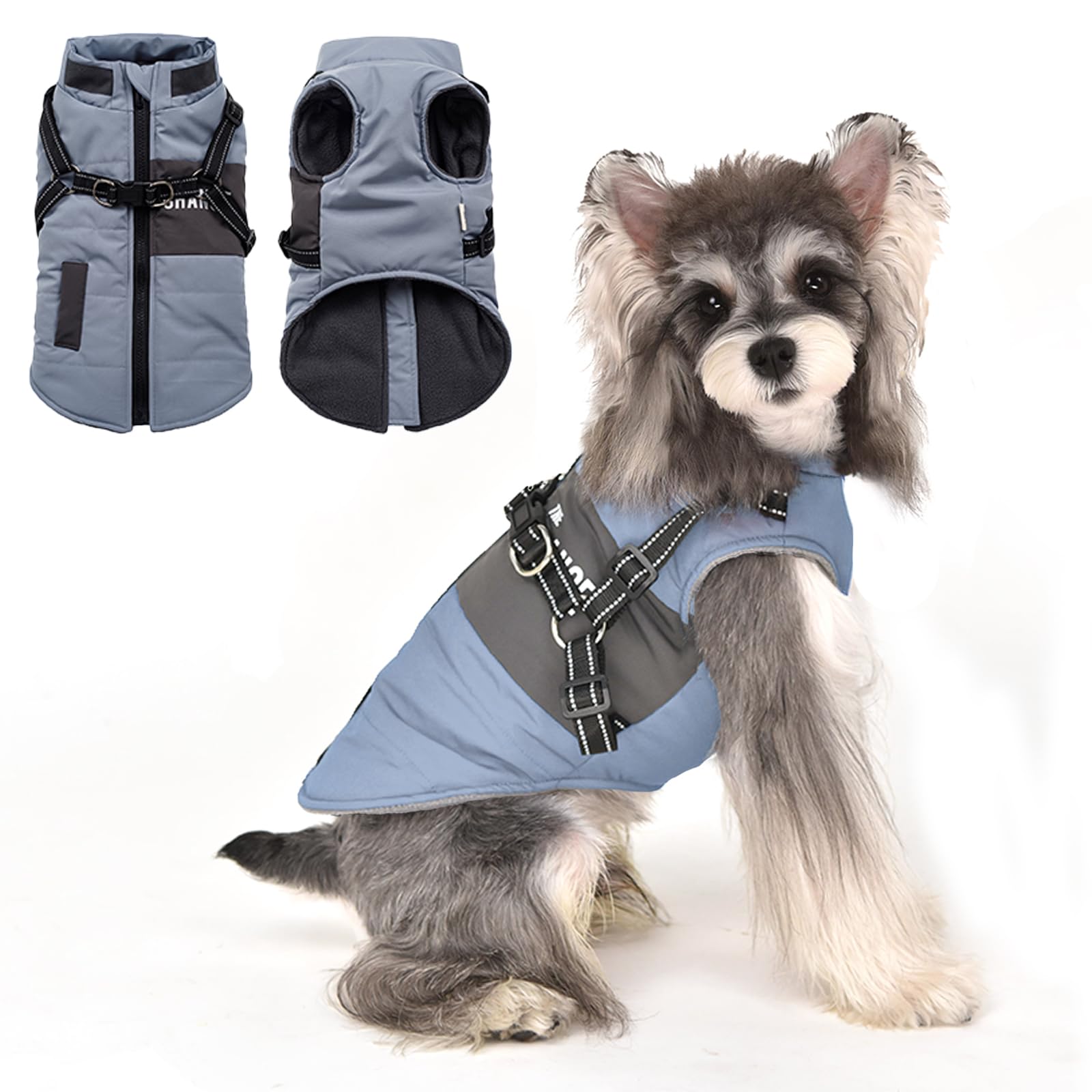 Lairle Dog Coat with Built In Reflective Adjustable Harness 2 in 1- Waterproof Winter Dog Jacket for Small to Large Dogs (8 Colors) — image 1