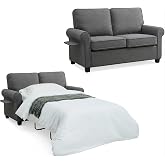 WIDELUCK Pull Out Sofa Bed, Two Seat Loveseat Sleeper Sofa Bed, 2-in-1 Convertible Sleeper Couch with Memory Foam Mattress and Bed Frame, for Living Room, Office, Apartment (Grey)