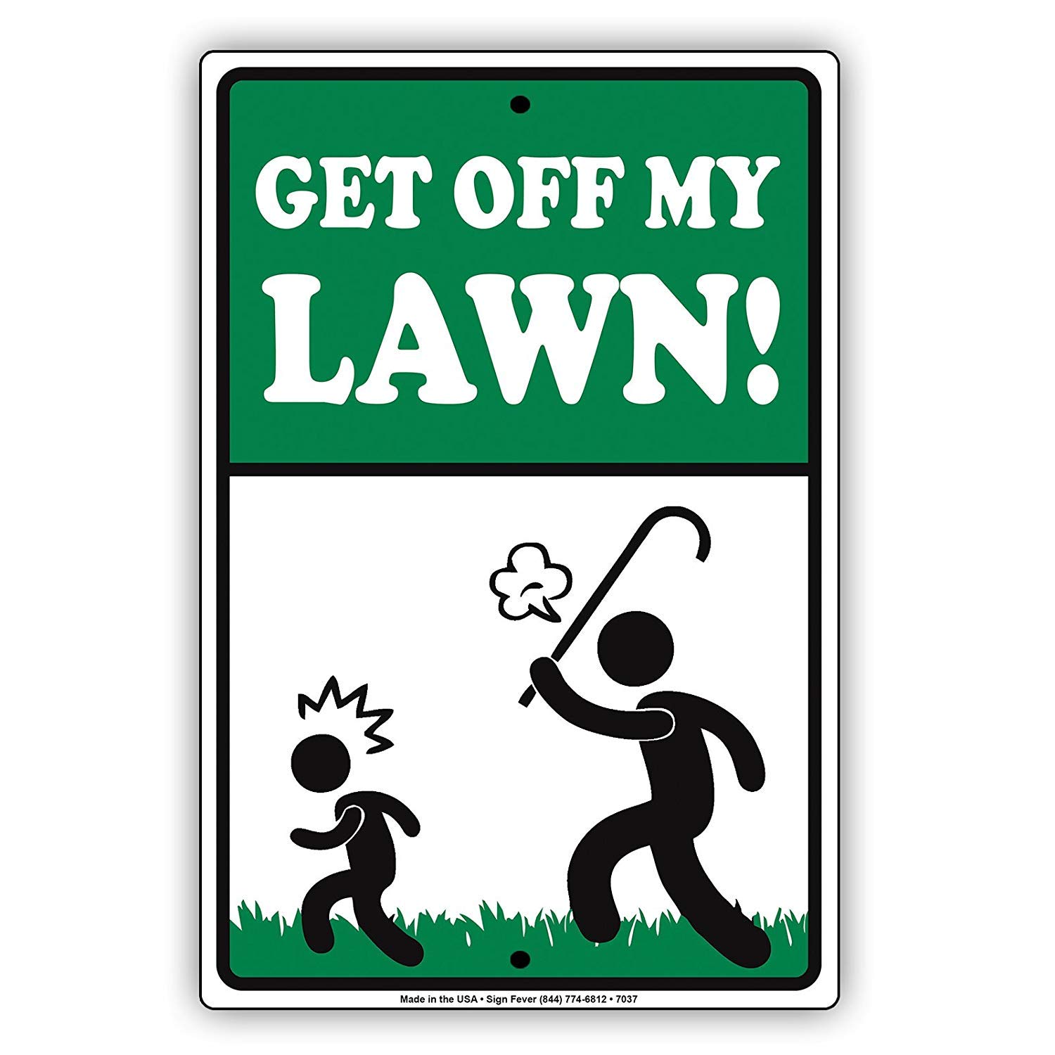 LOHIGHH Get Off My Lawn! Aluminum Metal Sign Grass Property Home 8"x12"