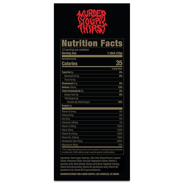 LIQUID DEATH ELECTROLYTE DEATH DUST – WATERMELON FLAVORED HYDRATION POWDER PACKETS – CONVICTED MELON – 12-STICK PACK – ELECTROLYTE REPLACEMENT