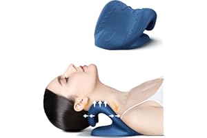 BETOVIN Neck Stretcher for Neck Relief - Neck and Shoulder Relaxer Cervical Spine Traction Device to Relieve Neck and Shoulder Fatigue and Pain, Chiropractic Pillow Relief TMJ Muscle Pain (Dark Blue)