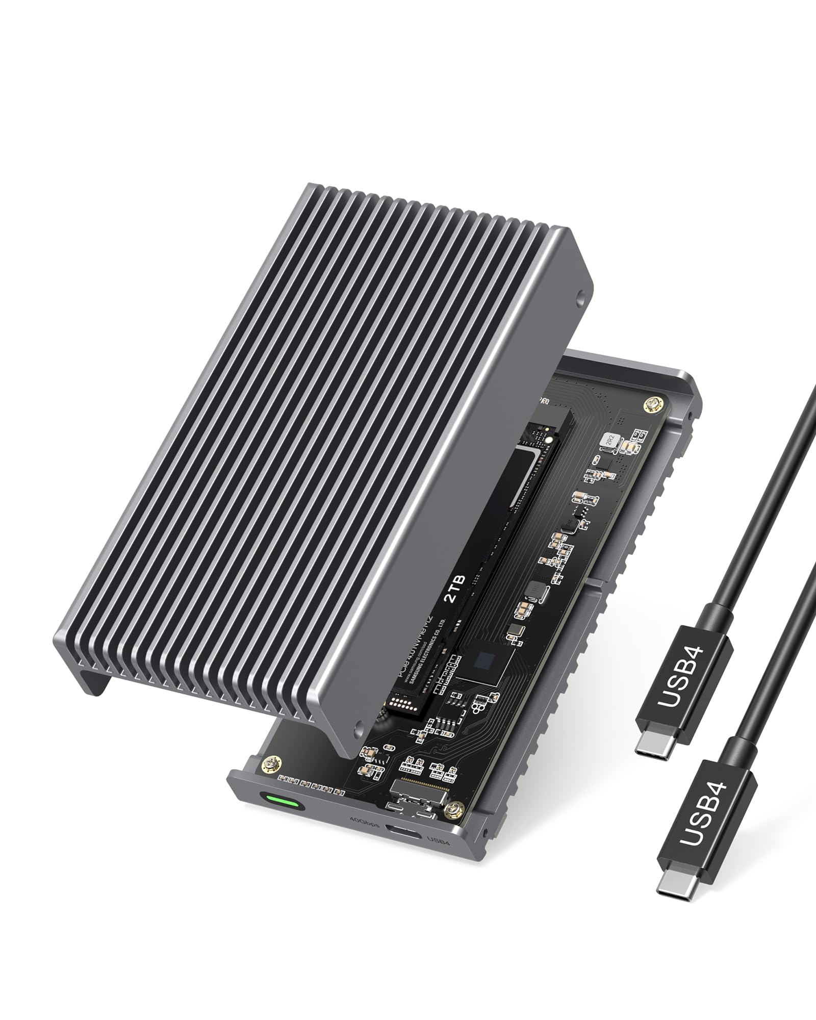 Photo 1 of Gewokliy Noiseless 40Gbps M.2 NVMe Enclosure, USB C Aluminum External SSD Enclosure Compatible Thunderbolt4/3 8TB SSD Adapter, PCIe Gen4 M.2 SSD Reader Fits 2280/2260/2242/2230mm M B+M Key