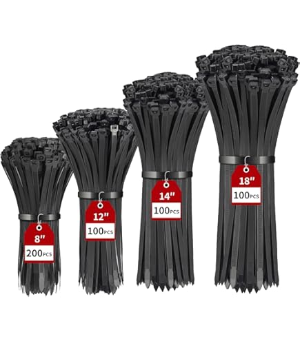 Zip Ties Assorted Sizes(4" 6" 8" 12"), 400 Pack, Black Cable Ties, UV Resistant