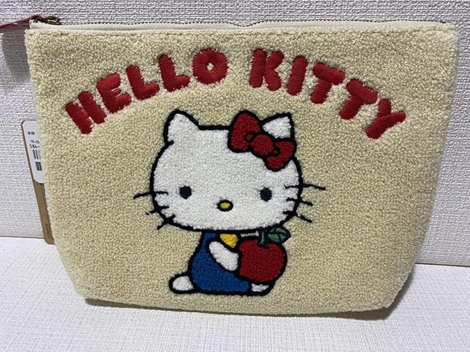 Amazon 可愛いレアハローキティキティちゃん刺繍パイル地 ピンクストライプ柄キャンバス地ビッグポーチクラッチバッグタグ付きプレゼント アイドル 芸能人グッズ 通販