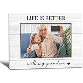 WTOGQ Grandma Picture Frames, Grammy Picture Frame, GrandmaGifts for Nana Gigi From Grandkids, Grandma Photo Frame 4X6, Life is Better With Grandma Wooden Photo Picture Frames for Desk Tabletop Decor