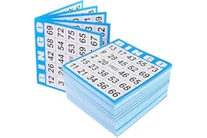SEETOOOGAMES Disposable Bingo Cards Bulk- 1on Blue Paper (100 Books of 5 Sheets) for Large Groups