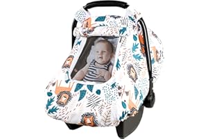 Baby Car Seat Cover, Winter Car Seat Covers for Babies, Carseat Cover Boy, Floral Carseat Canopy with Window, Cozy & Warm Cov