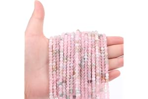 WTIAN Morganite Natural Gemstone Square Cube Stone Beads,Spacer Loose Beads for Jewelry Making Bracelet Necklace Earrings,80-90Pcs(4mm)