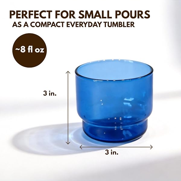 ELEMENT LABS BODEGA GLASSES SET – STACKABLE BOROSILICATE GLASS CUPS – FOR WINE COCKTAILS MOCKTAILS – MODERN BARWARE GIFT – LIGHTWEIGHT DURABLE DISHWASHER SAFE (SMALL, 8OZ)