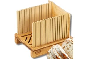MAMA´S GREAT Mama's Great Updated Bamboo Bread Slicer for Homemade Bread - Ecofriendly, Compact & Foldable - Adjustable Slicing Guides with Sturdy Wooden Cutting Board