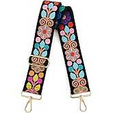 ZOOEASS Purse Strap, 2" Wide Crossbody Handbag Strap Adjustable Replacement Shoulder Strap Floral Embroidery Cute Style