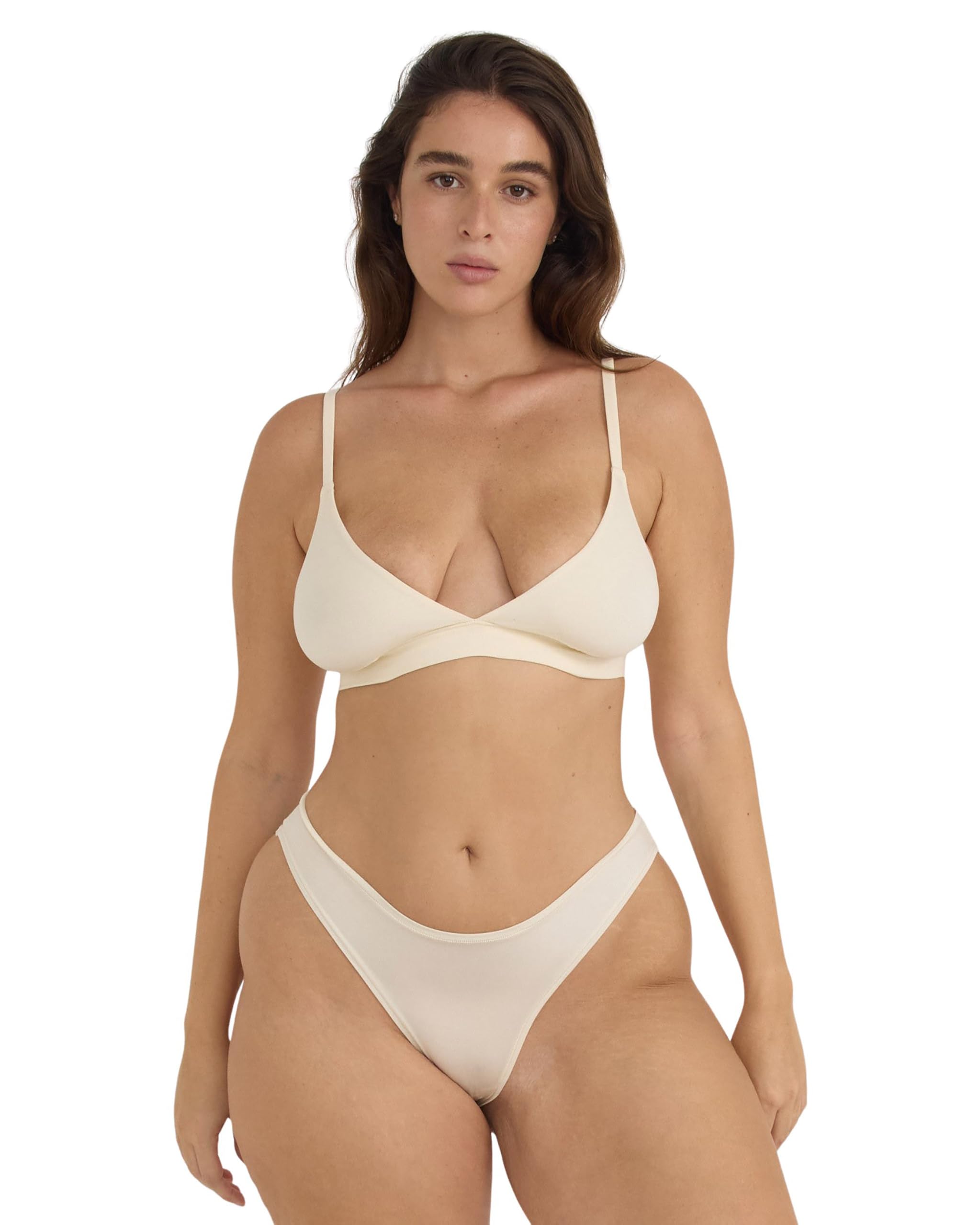 Organic Basics Womens Soft Touch Veil Triangle Bralette, Soft Vanilla, X-Large