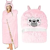 Wearable Blanket Adult Animal, Cute Hoodies, Comfy Blanket Hoodie, Gifts for Mom Girl Wife Friend for Christmas (Alpaca Pink)